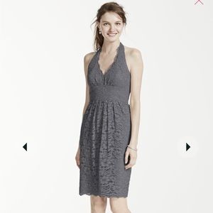 David’s Bridal Short Halter Lace Dress